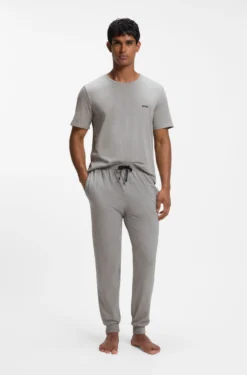 Stretch-cotton tracksuit bottoms with embroidered logo