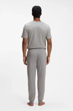 Stretch-cotton tracksuit bottoms with embroidered logo