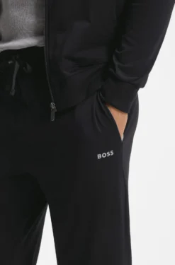 Stretch-cotton tracksuit bottoms with embroidered logo