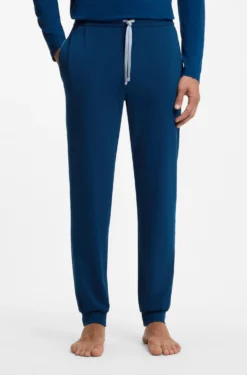 Stretch-cotton tracksuit bottoms with embroidered logo