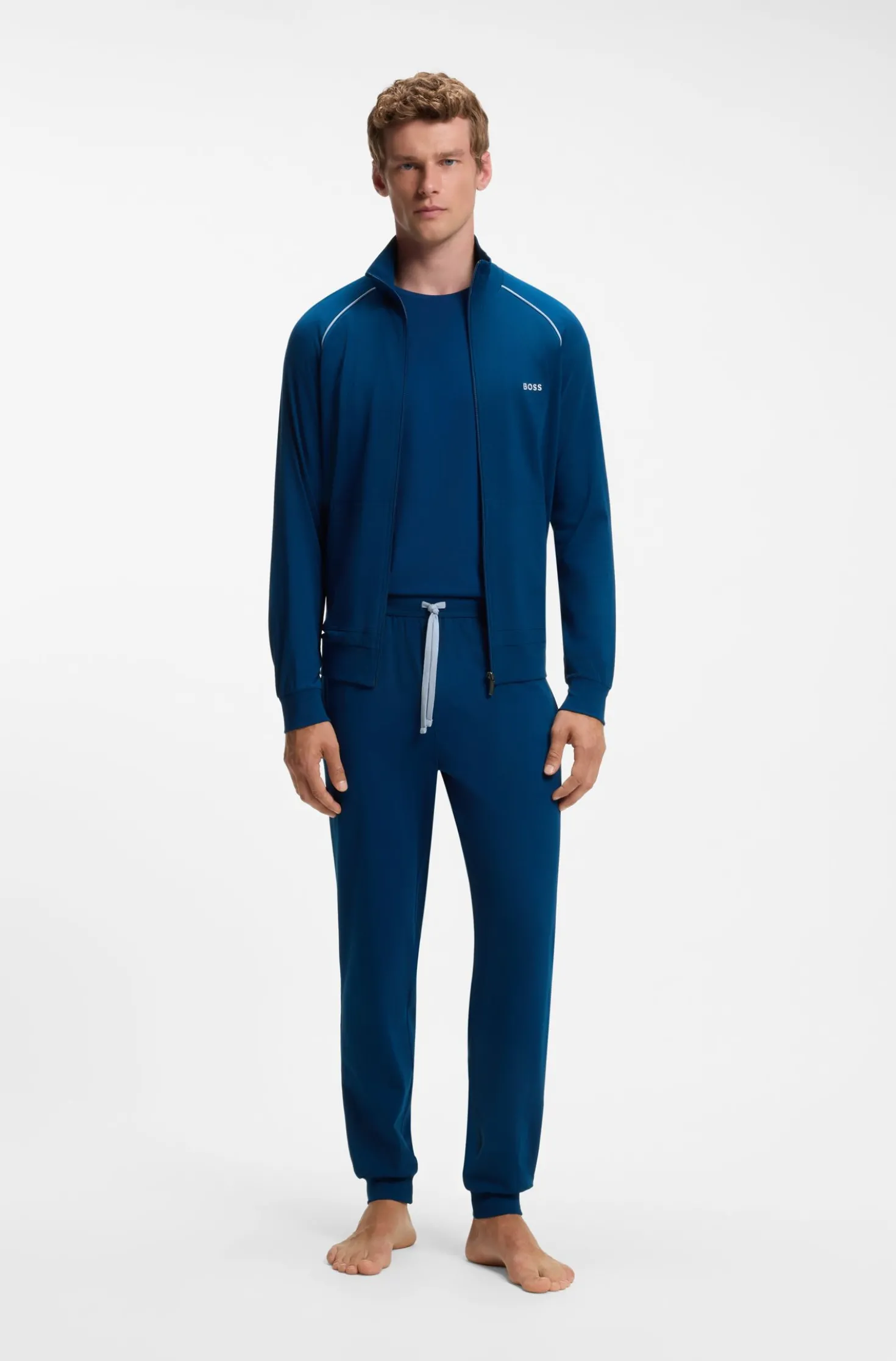 Stretch-cotton tracksuit bottoms with embroidered logo