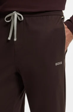 Stretch-cotton tracksuit bottoms with embroidered logo