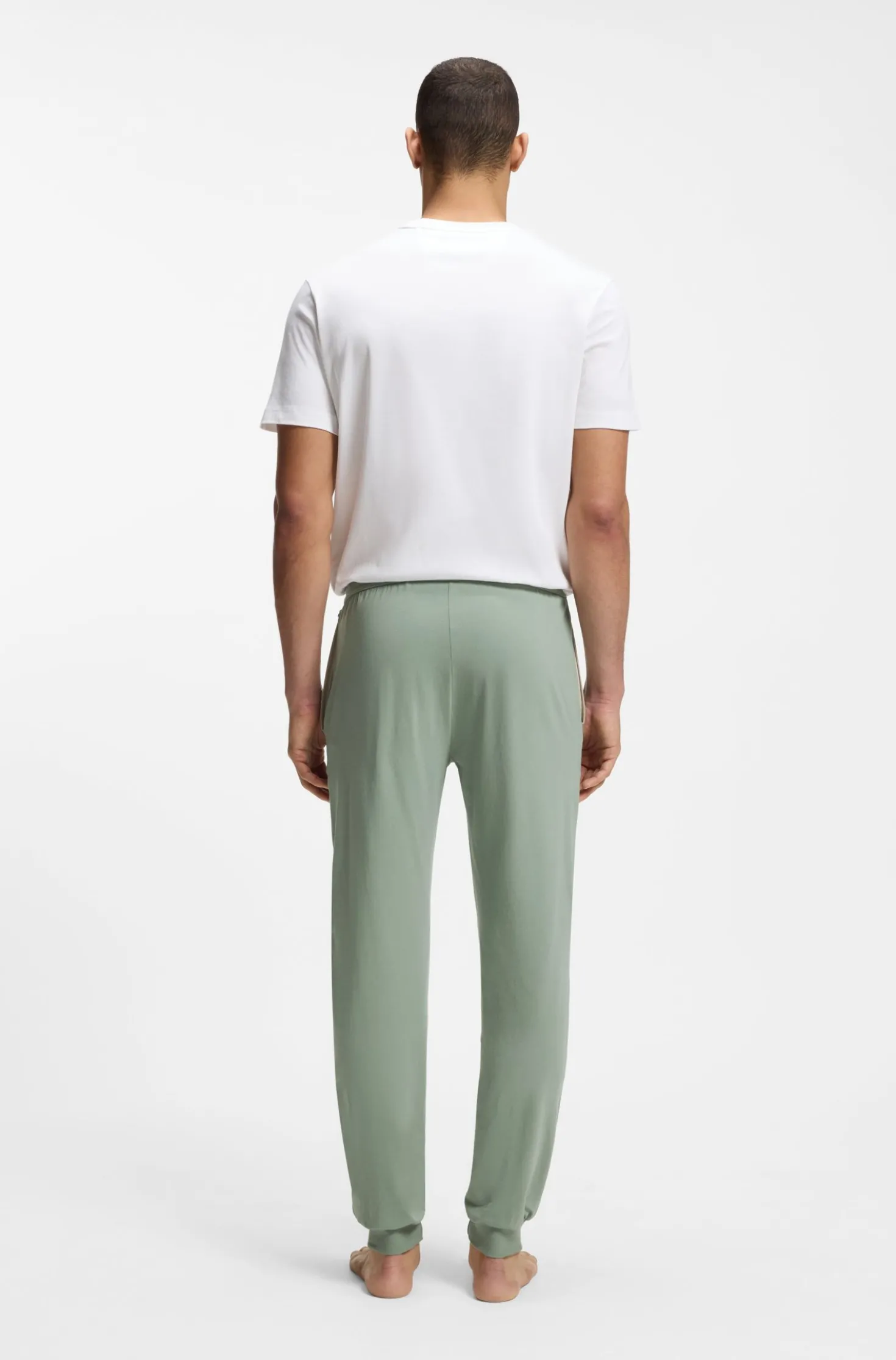 Stretch-cotton tracksuit bottoms with embroidered logo