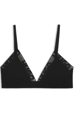 Stretch-cotton triangle bra with logo trims