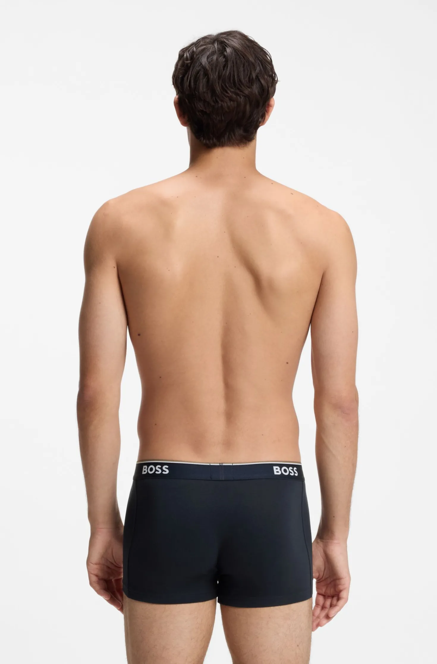 Stretch-cotton trunks with repeat logos