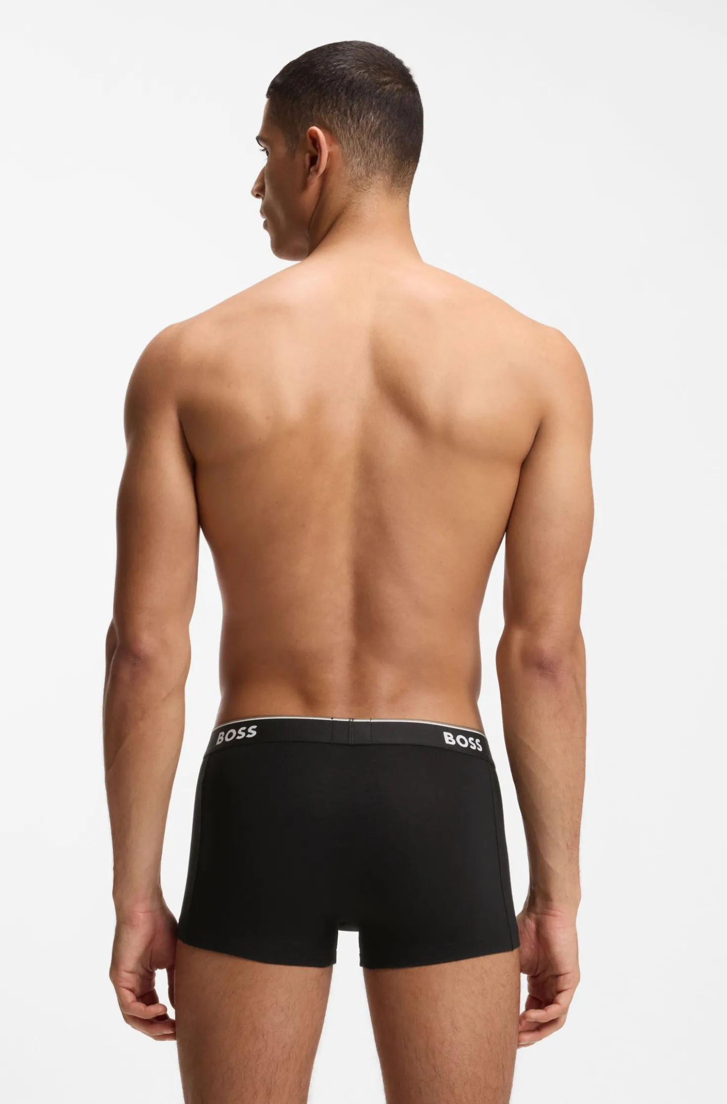 Stretch-cotton trunks with repeat logos