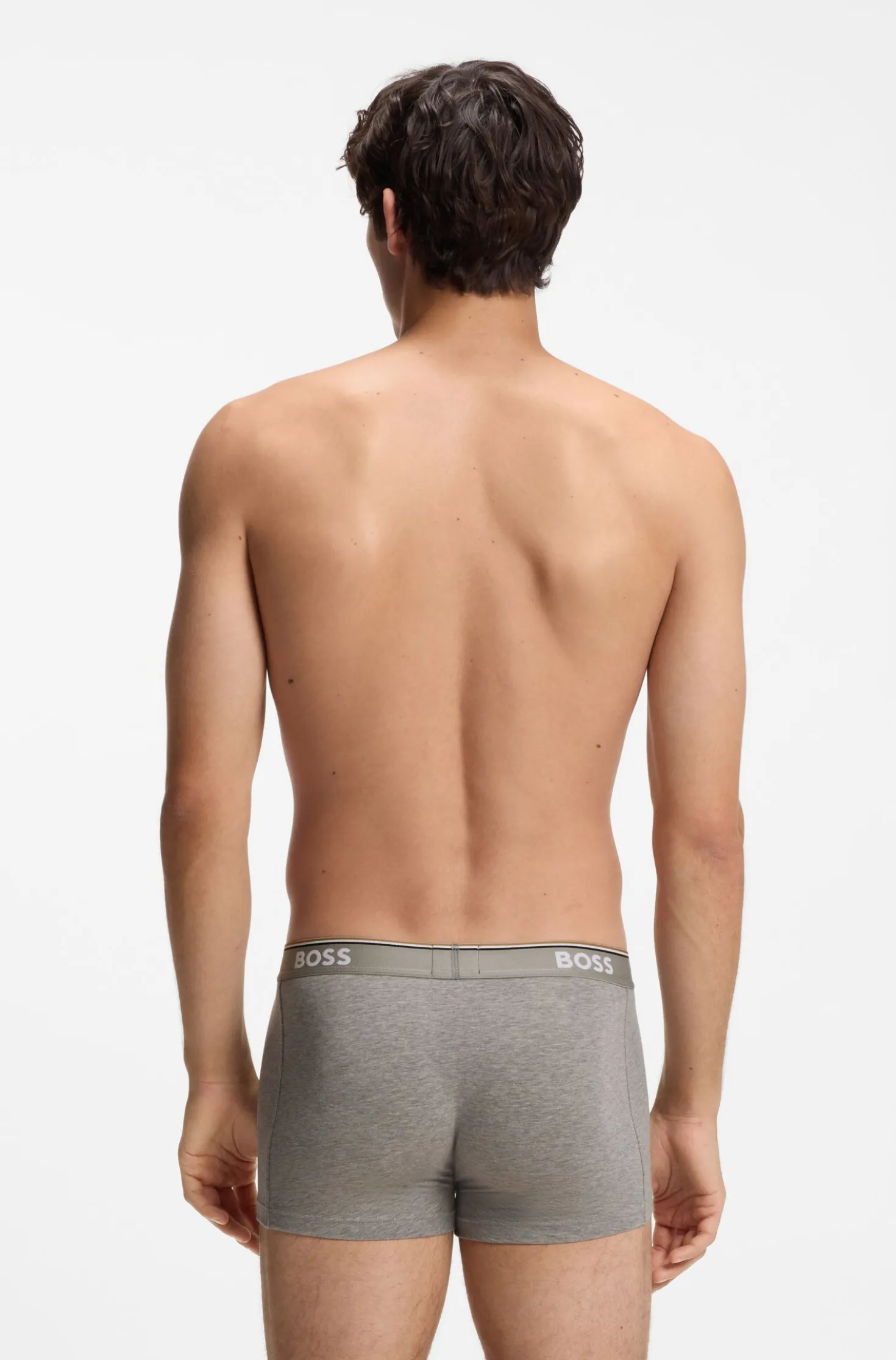 Stretch-cotton trunks with repeat logos