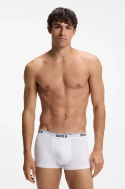 Stretch-cotton trunks with repeat logos