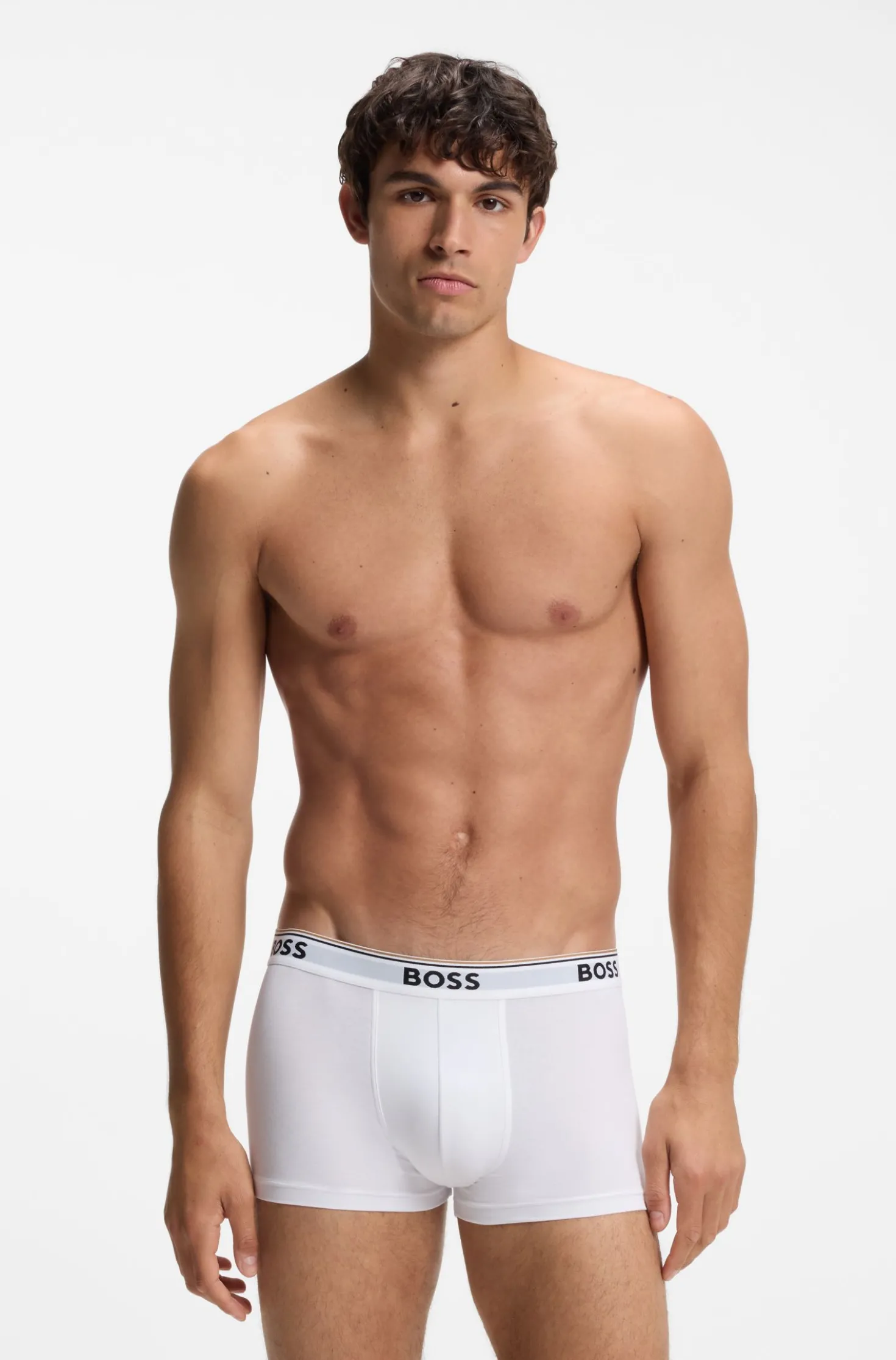 Stretch-cotton trunks with repeat logos