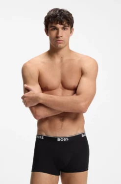 Stretch-cotton trunks with repeat logos