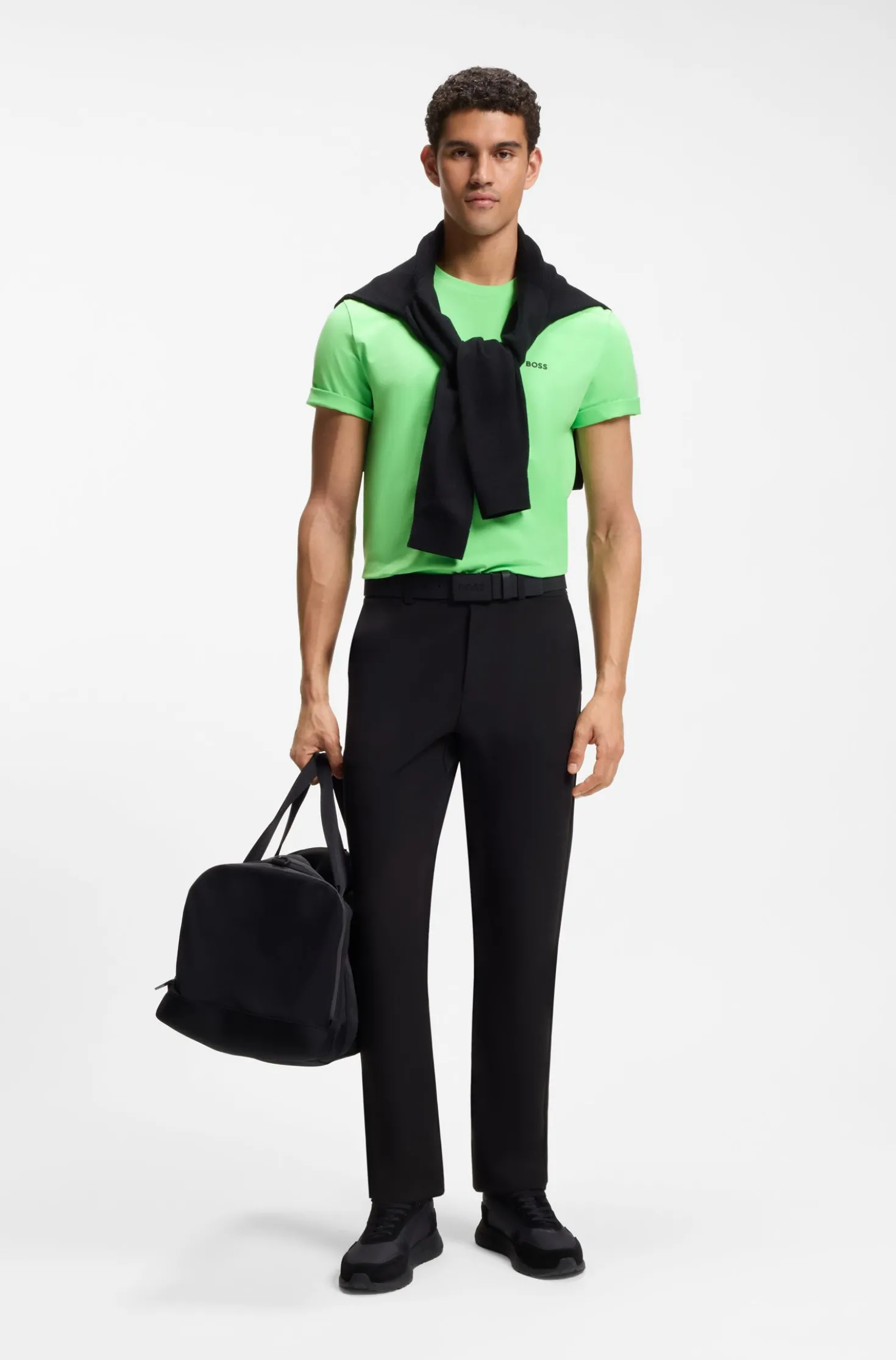 Stretch-cotton T-shirt with contrast logo
