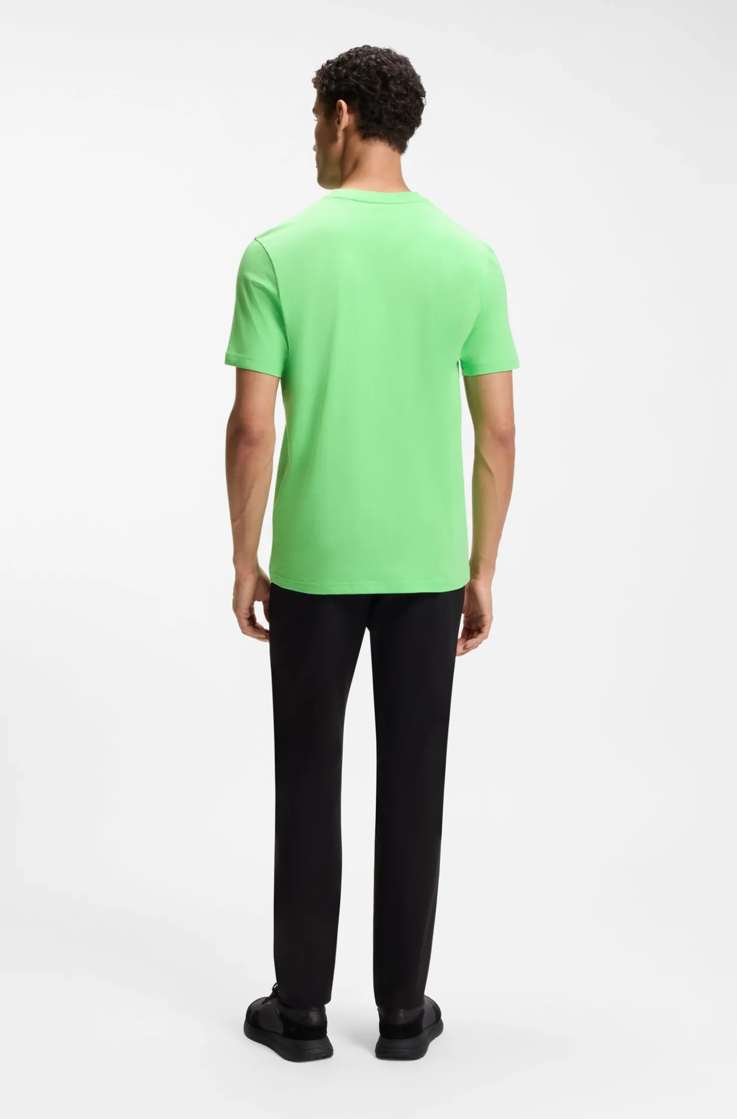 Stretch-cotton T-shirt with contrast logo