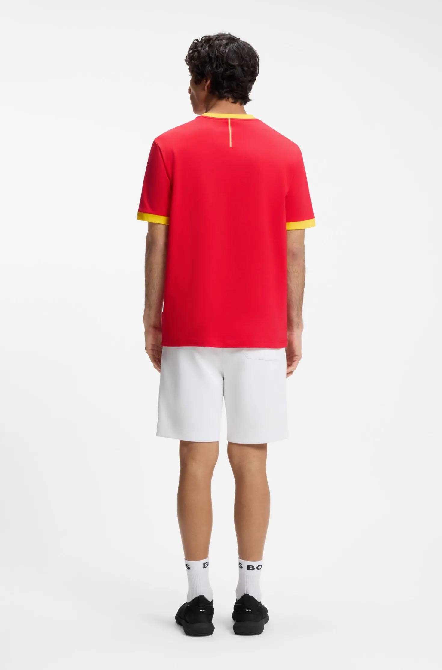 Stretch-cotton T-shirt with country flag and logo