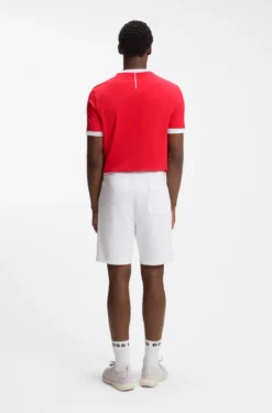 Stretch-cotton T-shirt with country flag and logo