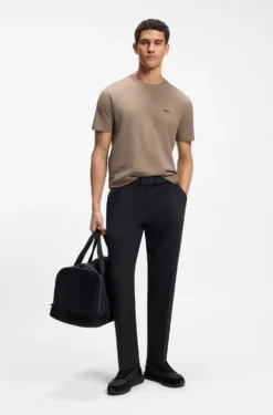 Stretch-cotton T-shirt with contrast logo