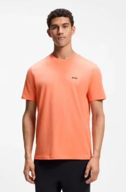 Stretch-cotton T-shirt with contrast logo