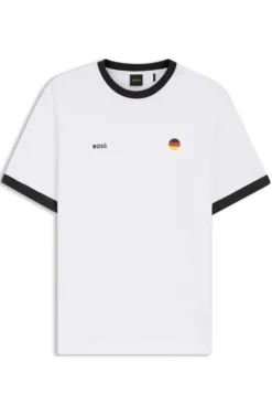 Stretch-cotton T-shirt with country flag and logo