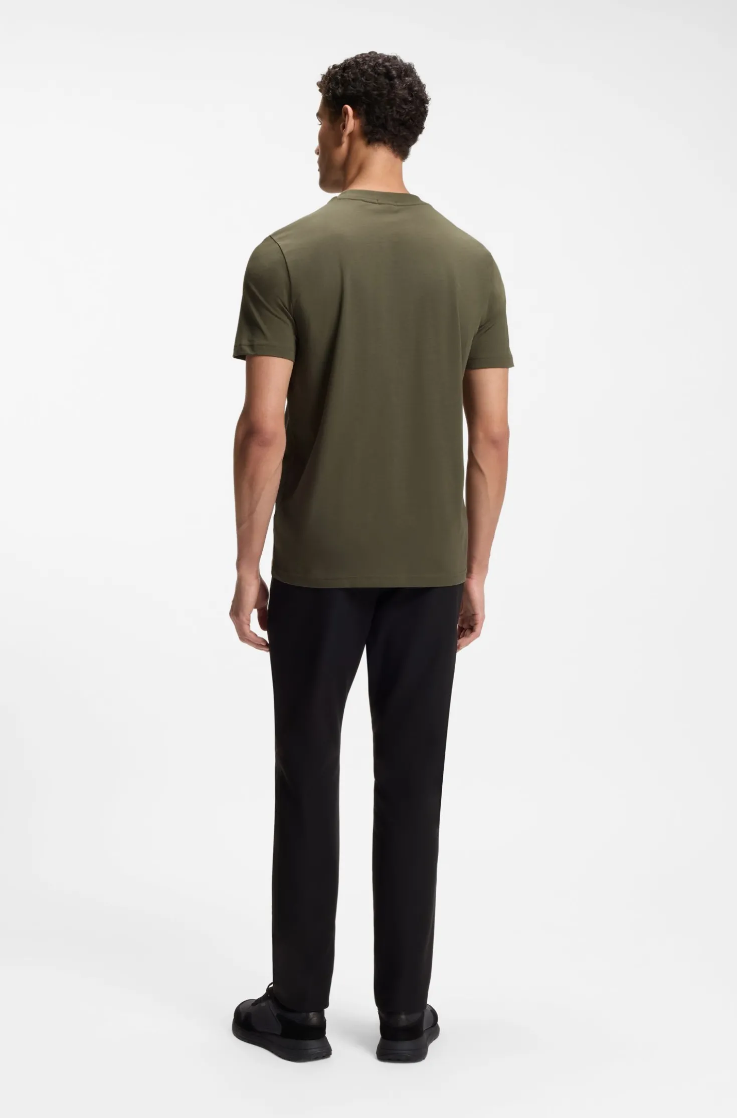 Stretch-cotton T-shirt with contrast logo