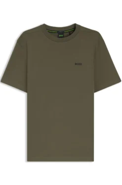 Stretch-cotton T-shirt with contrast logo