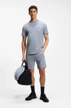Stretch-cotton T-shirt with contrast logo