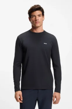Stretch-cotton T-shirt with contrast logo