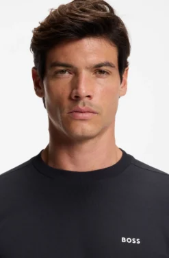 Stretch-cotton T-shirt with contrast logo