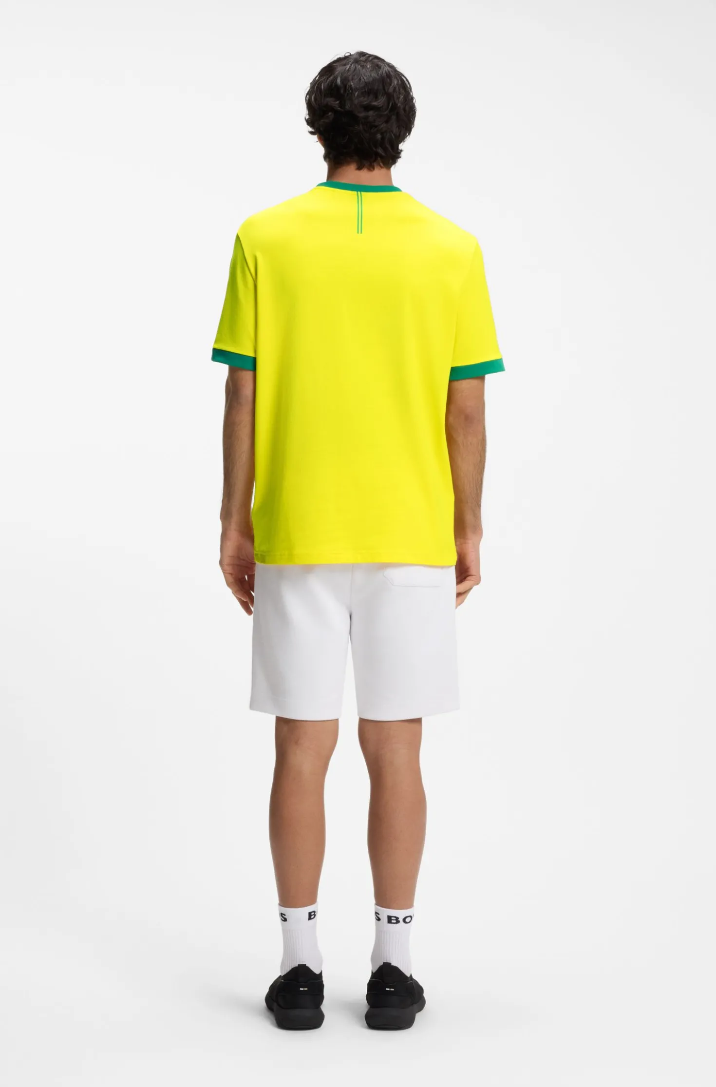 Stretch-cotton T-shirt with country flag and logo