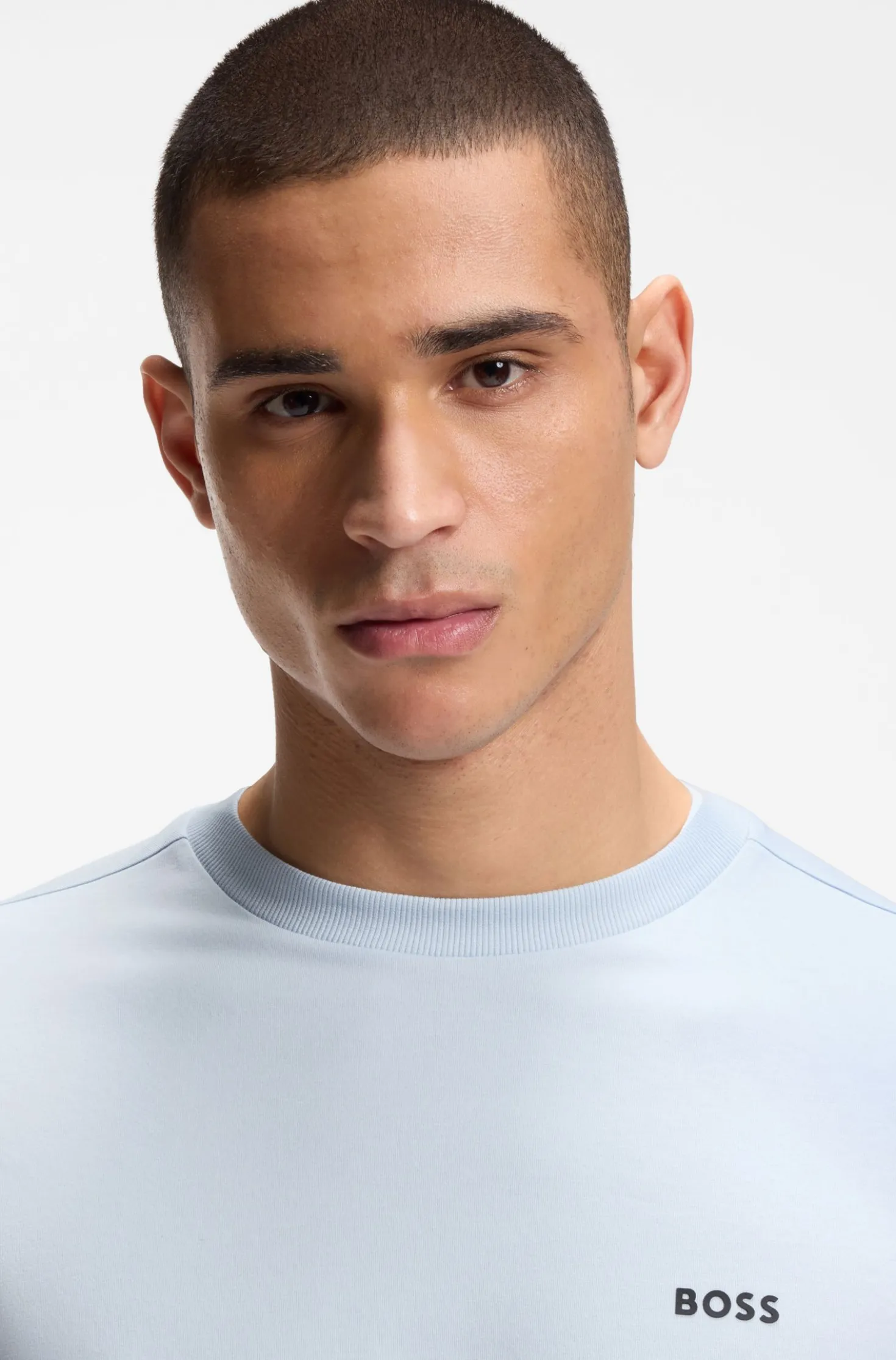 Stretch-cotton T-shirt with contrast logo