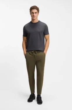 Stretch-cotton T-shirt with contrast logo