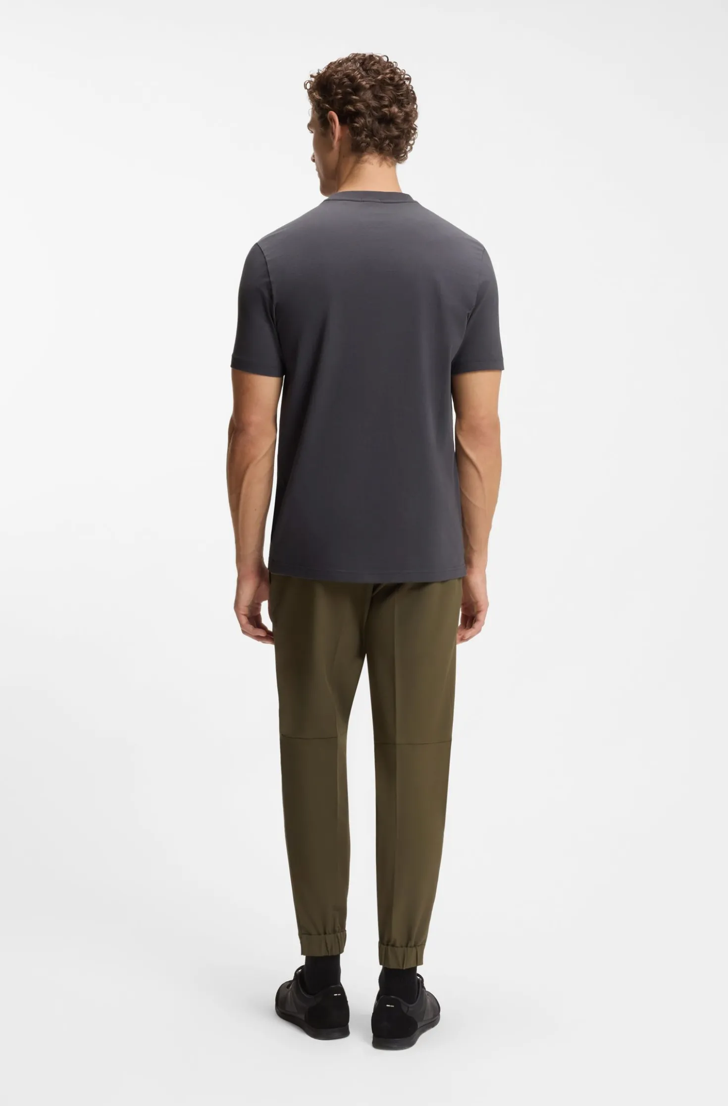 Stretch-cotton T-shirt with contrast logo