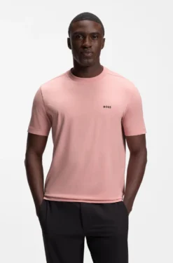 Stretch-cotton T-shirt with contrast logo