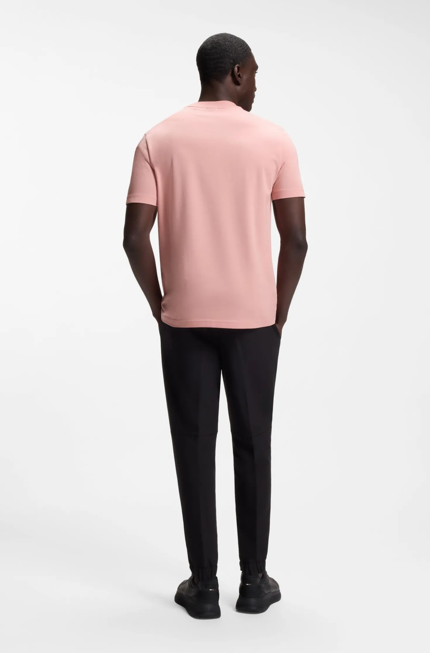 Stretch-cotton T-shirt with contrast logo