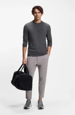 Stretch-cotton T-shirt with contrast logo