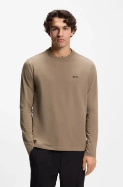 Stretch-cotton T-shirt with contrast logo