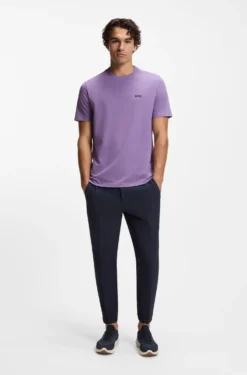 Stretch-cotton T-shirt with contrast logo