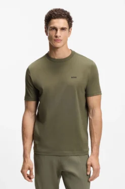 Stretch-cotton T-shirt with contrast logo