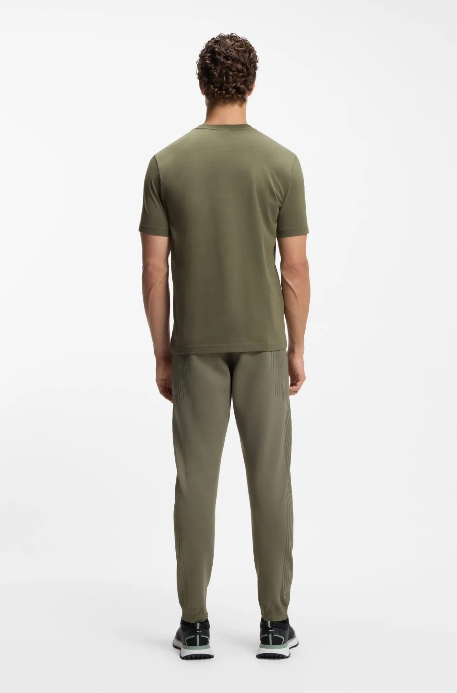 Stretch-cotton T-shirt with contrast logo