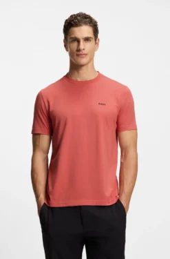 Stretch-cotton T-shirt with contrast logo