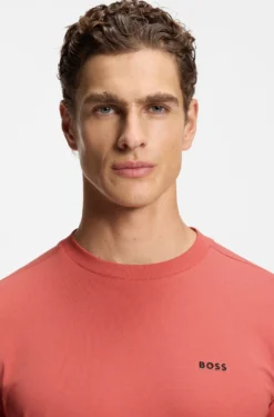 Stretch-cotton T-shirt with contrast logo