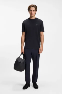 Stretch-cotton T-shirt with contrast logo