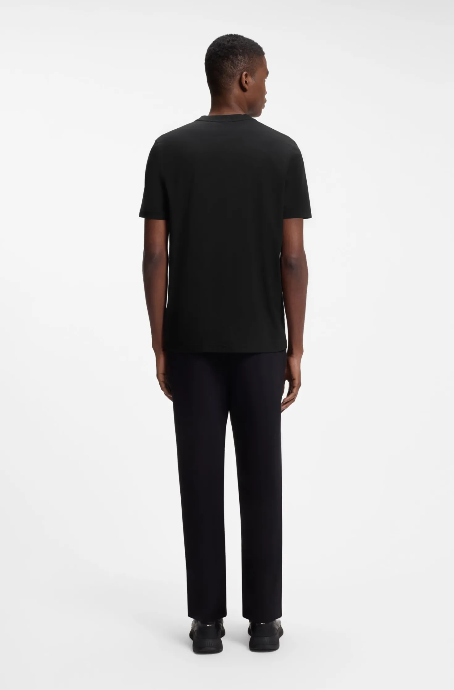 Stretch-cotton T-shirt with contrast logo