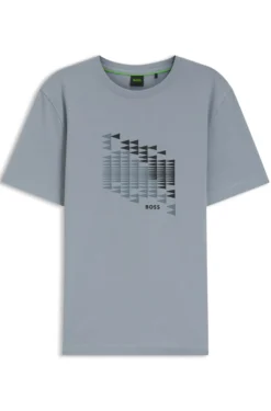 Stretch-cotton T-shirt with flag artwork