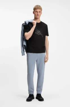 Stretch-cotton T-shirt with flag artwork