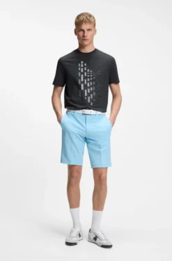 Stretch-cotton T-shirt with geometric print