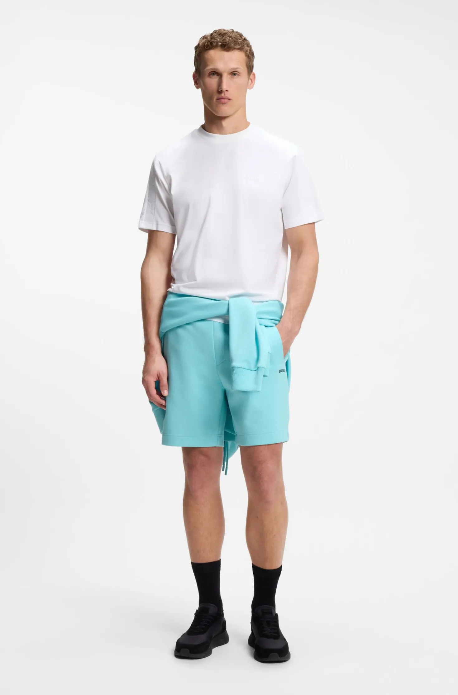 Stretch-cotton T-shirt with jacquard tape
