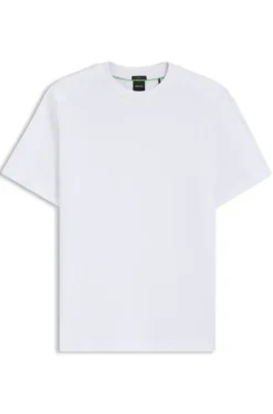 Stretch-cotton T-shirt with jacquard tape