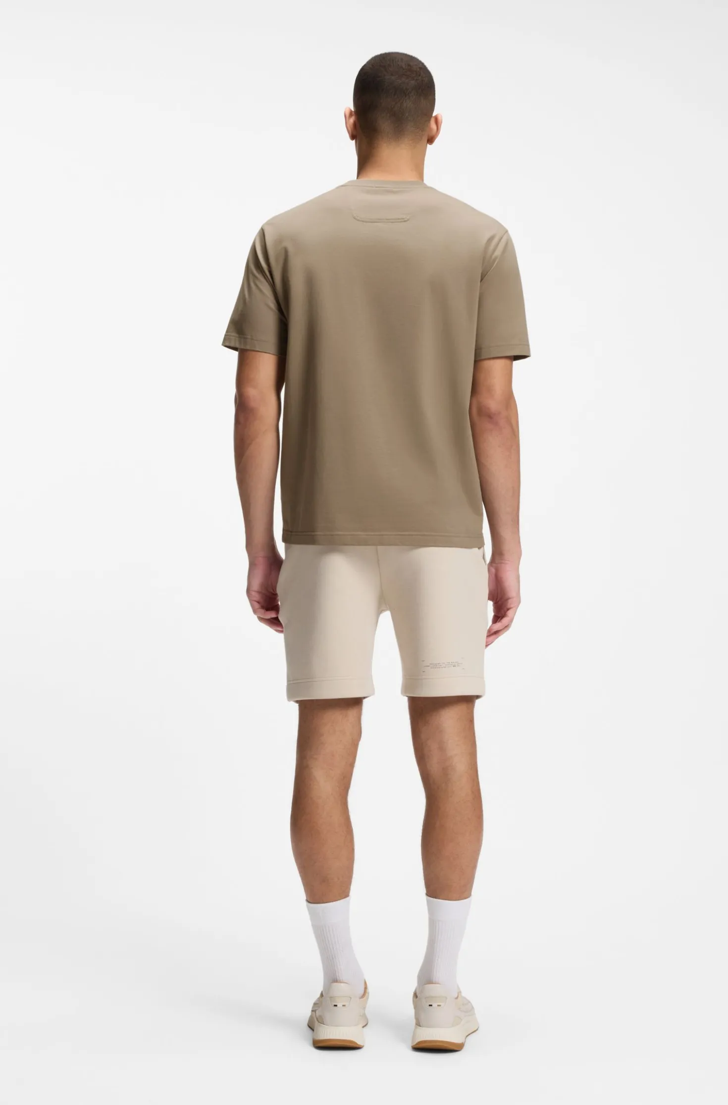 Stretch-cotton T-shirt with logo artwork
