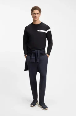 Stretch-cotton T-shirt with logo print