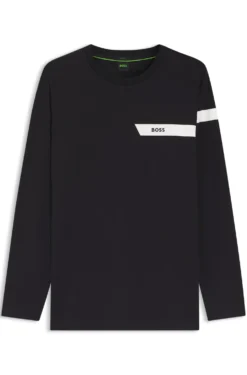 Stretch-cotton T-shirt with logo print