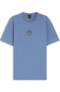Stretch-cotton T-shirt with tennis artwork